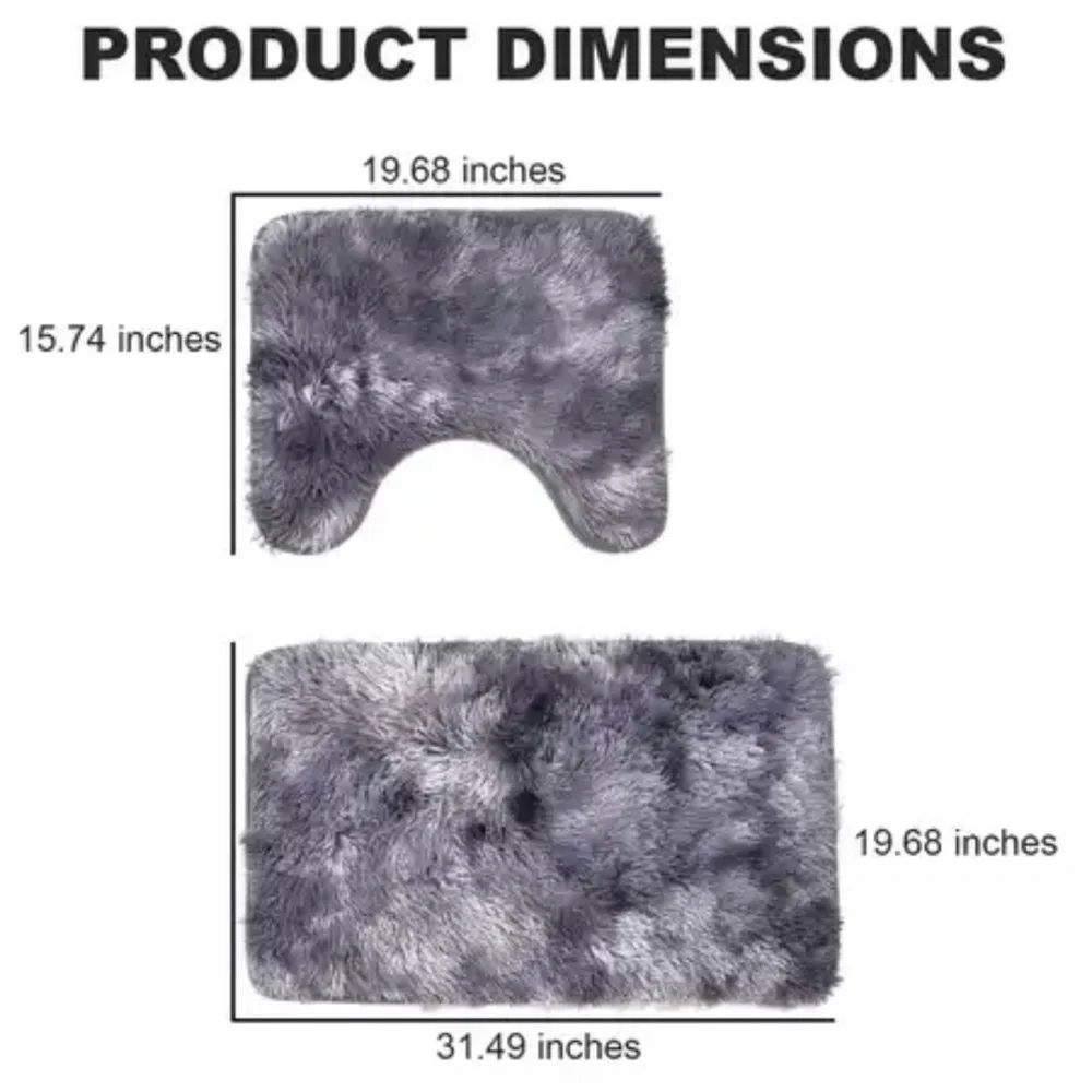 Gray Two Piece Anti-Slip Bathmat Set. NWT